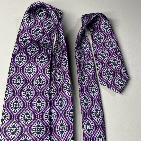 JZ Richards Boulder Silk Tie Purple Mens Designer Medallion Hand Made Necktie - Picture 4 of 10